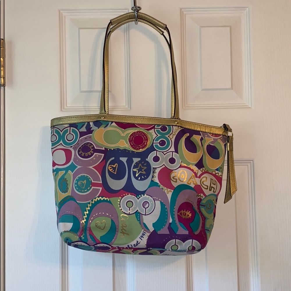 Coach poppy tote purse bag